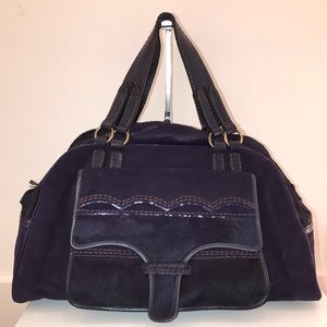 KENZO Purple Suede and Ponyhair Weekender Tote Bag